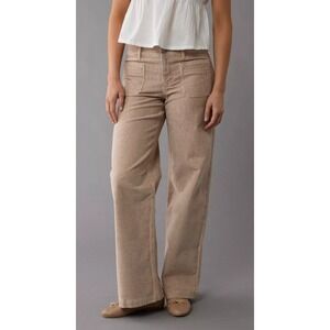 American Eagle Corduroy Wide Leg Pants Sz 8 Short Baggy Stretchy Neutral Tan Y2K
